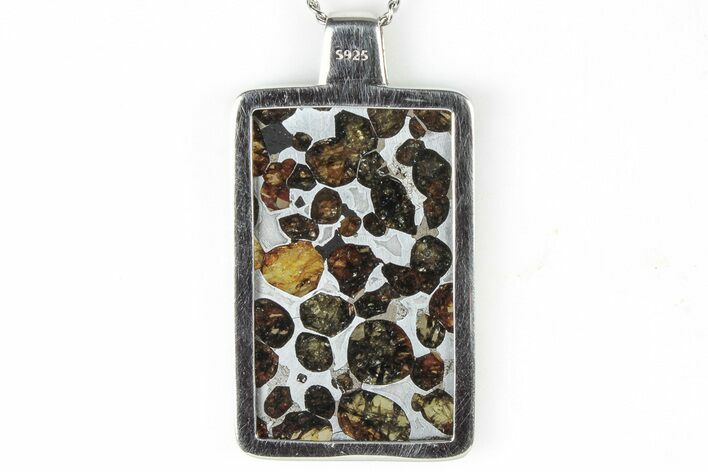 Sericho Pallasite Rectangle Meteorite Pendant - Kenya #309308